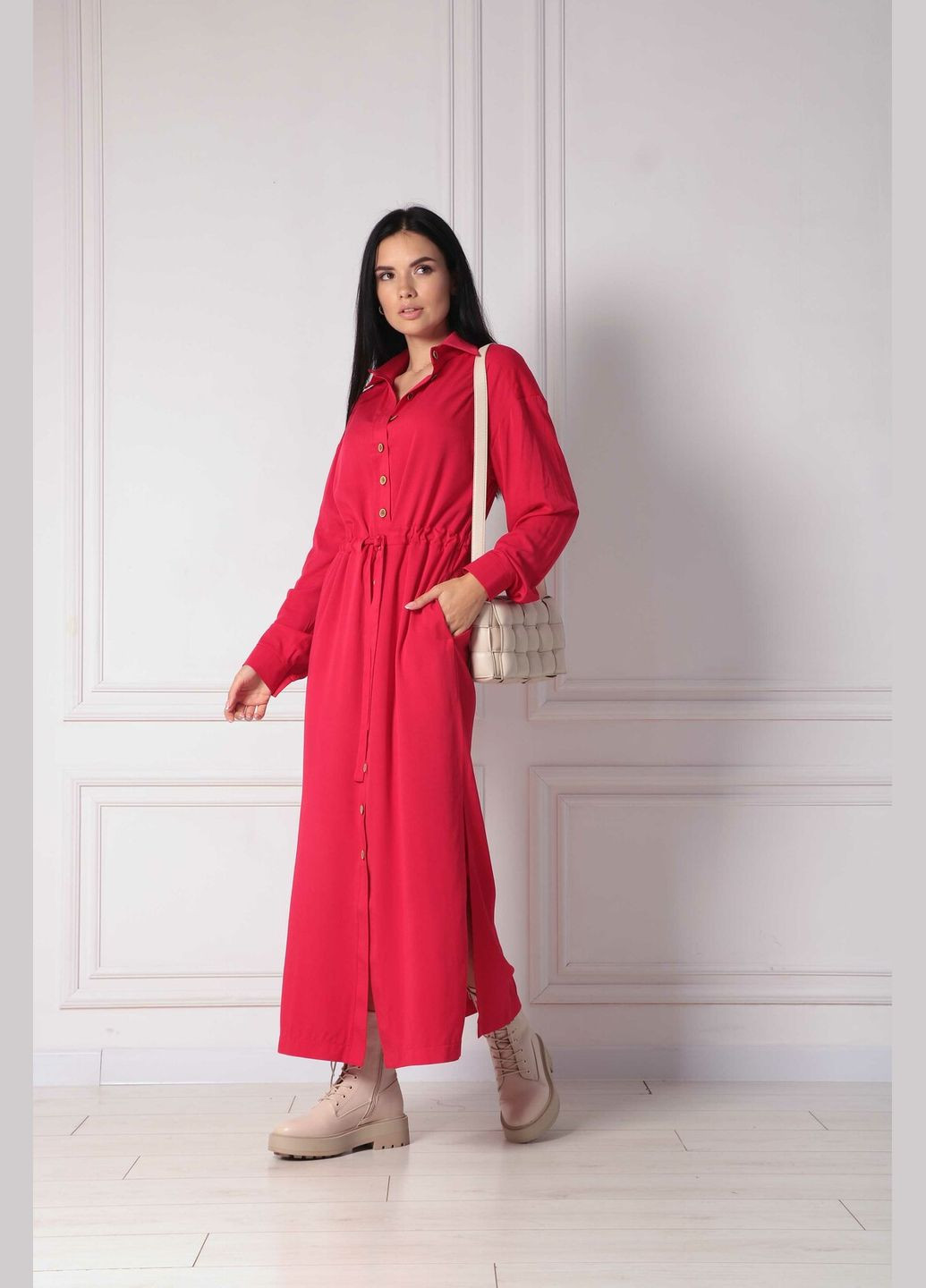 Червона ділова, кежуал, святковий сукня ри мари джаді пл 1121 сукня-сорочка RiMari