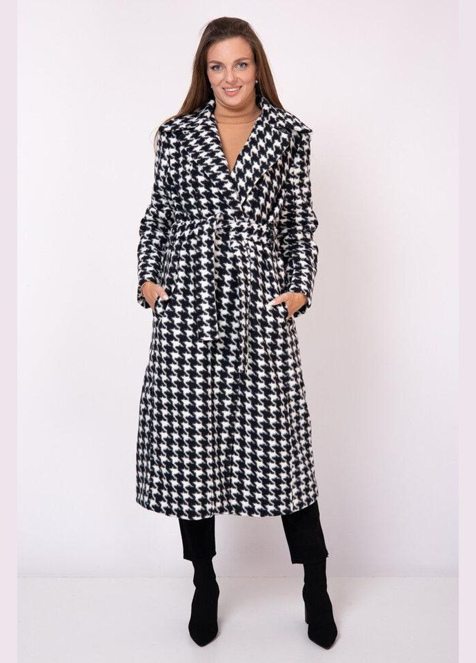 Белое Пальто с принтом гусиная лапка Белый fw220576_whi_S Lumina