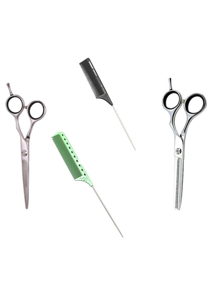 Набор парикмахера: прямые и филировочные ножницы (5.5") + 2 профессиональные расчески Proline (360502356)