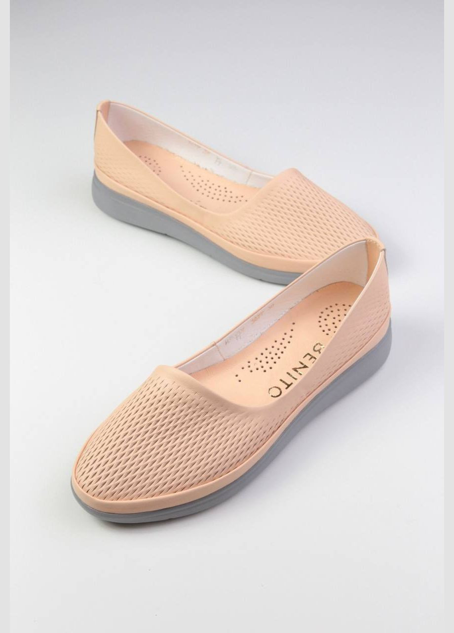Женские балетки Benito | персиковые однотонные натуральная кожа (316646134)