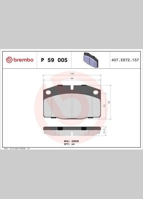 Тормозные колодки дисковые Brembo (364835395)