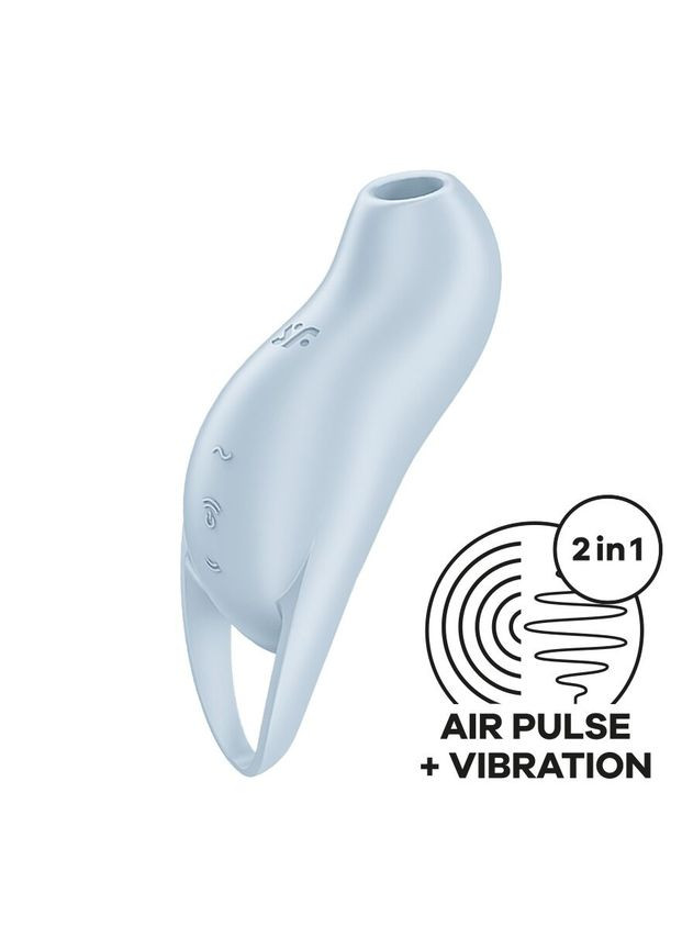 Вакуумный клиторальный стимулятор с вибрацией Pocket Pro 1 Blue Satisfyer (300374768)