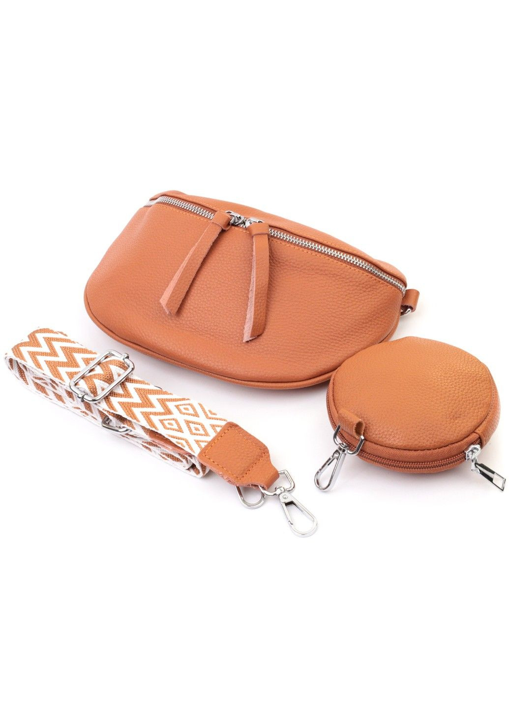 Кожаная стильная сумка для женщин через плечо с мини кошельком 22665 Рыжая Vintage (297983209)