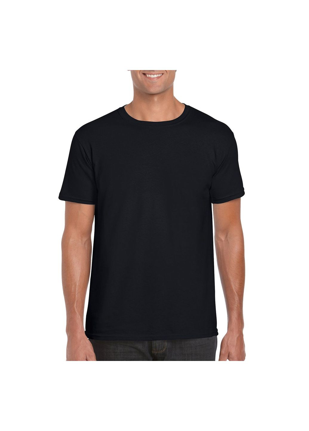 Чорна футболка чоловіча базова однотонна чорна 64000-426c з коротким рукавом Gildan Softstyle