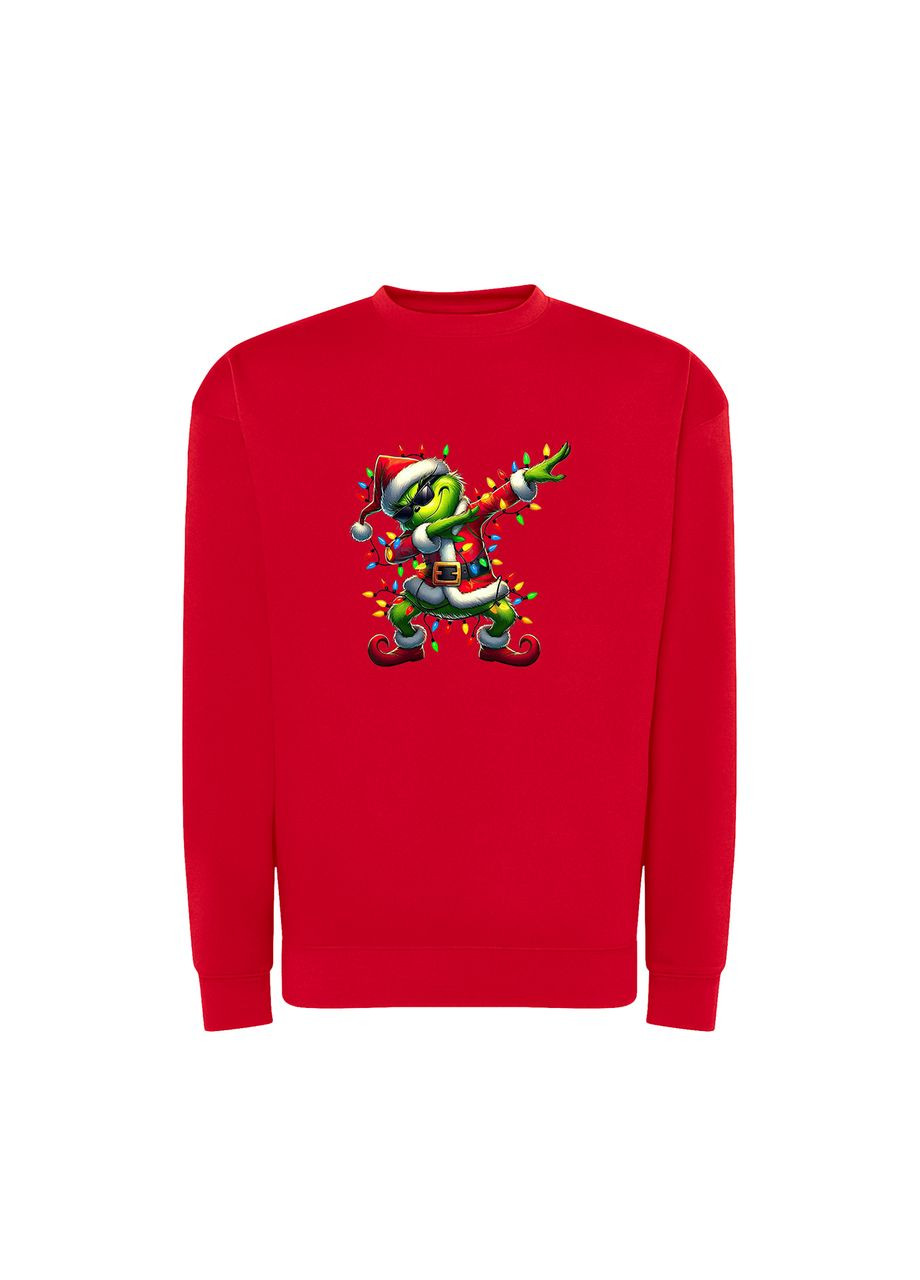 Червоний новорічний світшот з принтом "грінч на вайбі". the grinch (10114802913) ТiШОТКА (368570837)