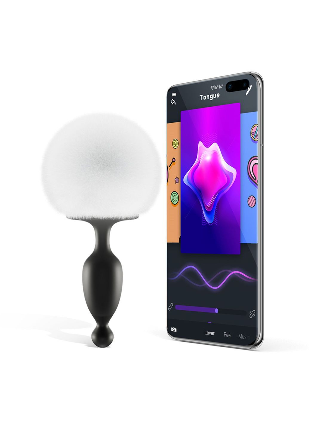 Анальна смарт-пробка Bunny зі знімним пухнастим хвостиком, керування зі смартфона Magic Motion (335395599)