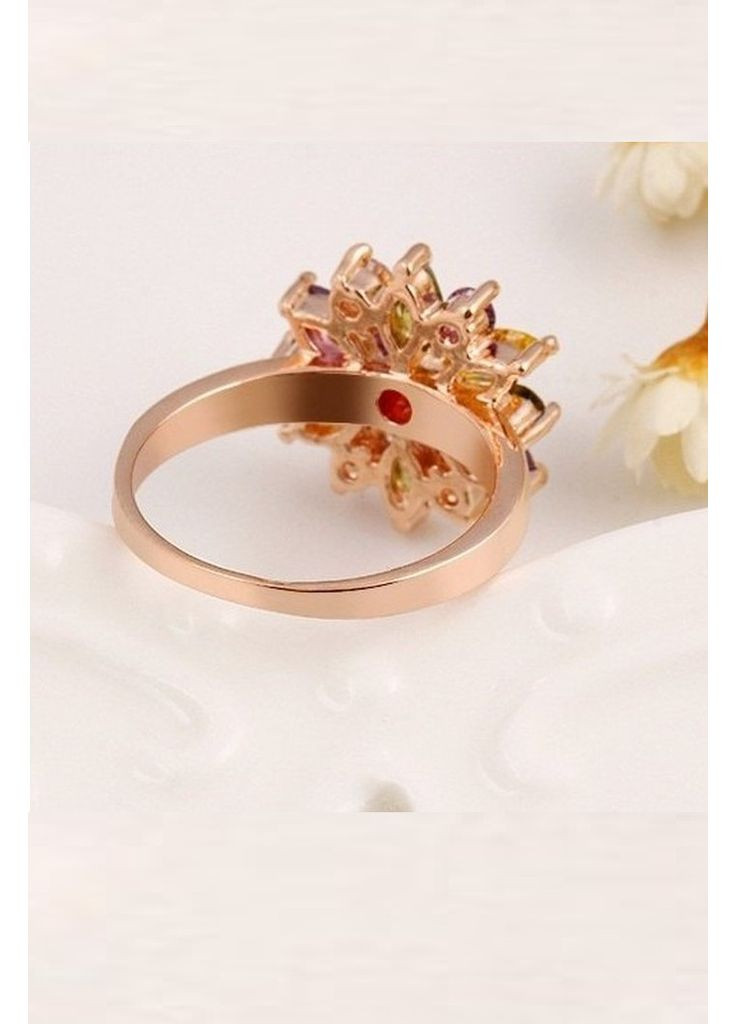 Позолочена каблучка з цирконами Квітка, 9379 No Brand (360608162)