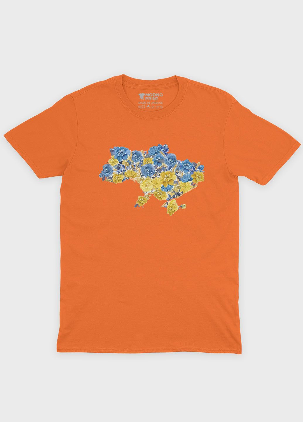 Оранжевая мужская футболка с патриотическим принтом карта украины (ts001-1-ora-005-1-008) Modno