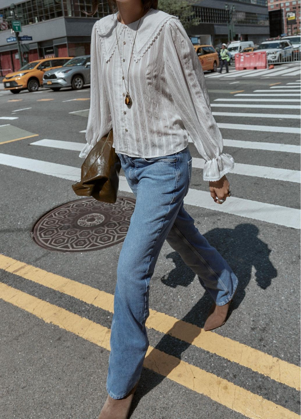 Молочная рубашка в полоску Zara