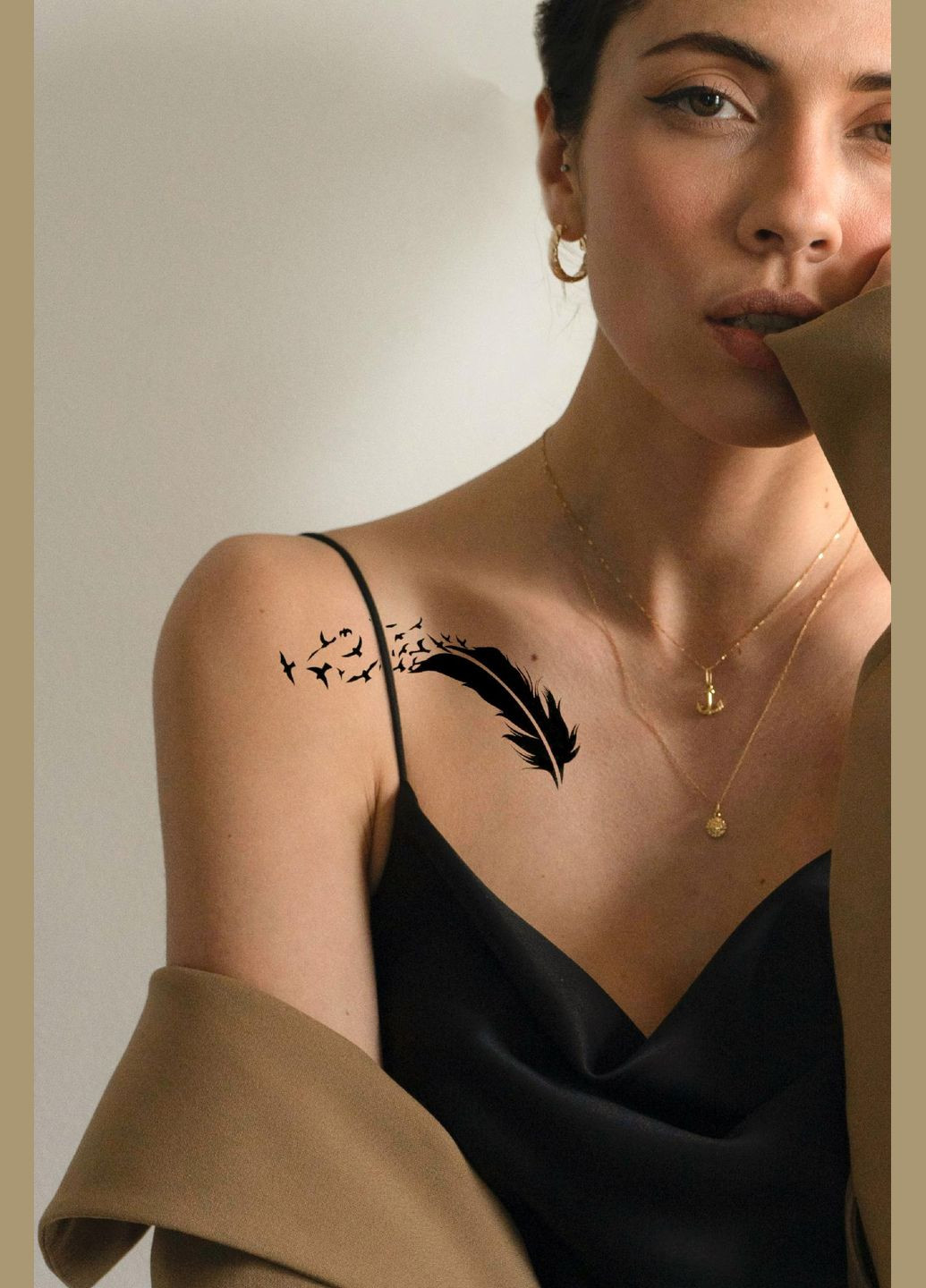 Временная водостойкая тату "3 пера" No Brand (314879014)