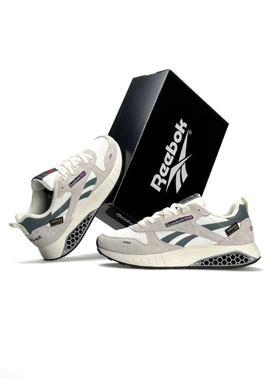 Серые демисезонные кроссовки мужские reebok white grey beige No Brand Classic Leather Hexalite