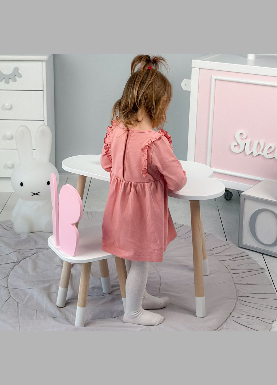 Дитячий білий столик хмарка і стілець метелик рожевий. Білий столик дитячий No Brand (361259118)