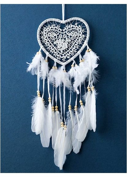 Светильник-ночник ловец снов сердце с перьями для декора пластик 60х14х2,8 см для спальни и уюта ProDobro (365441114)