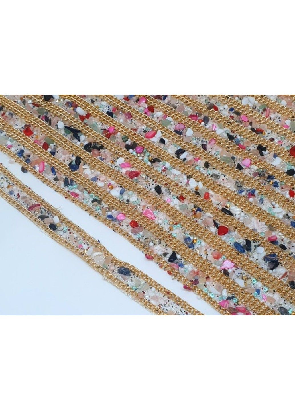 Силиконовая полоска с камешками и цепочкой, размер 1,5 см*38 см, микс, арт 08712, 1 шт No Brand (327878268)