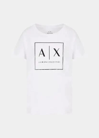 Футболка женская летняя с рисунком Armani Exchange White Edition - (323465588)