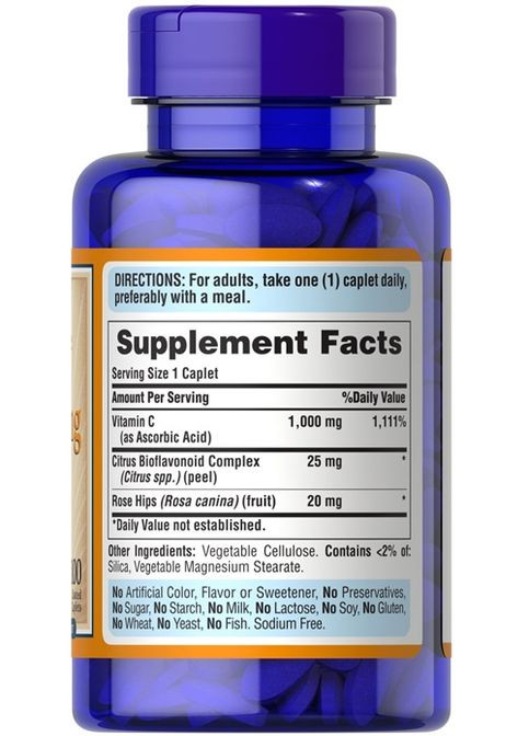 Puritan's Pride Vitamin C-1000 mg with Bioflavonoids & Rose Hips 100 Caplets Puritans Pride (314952996)