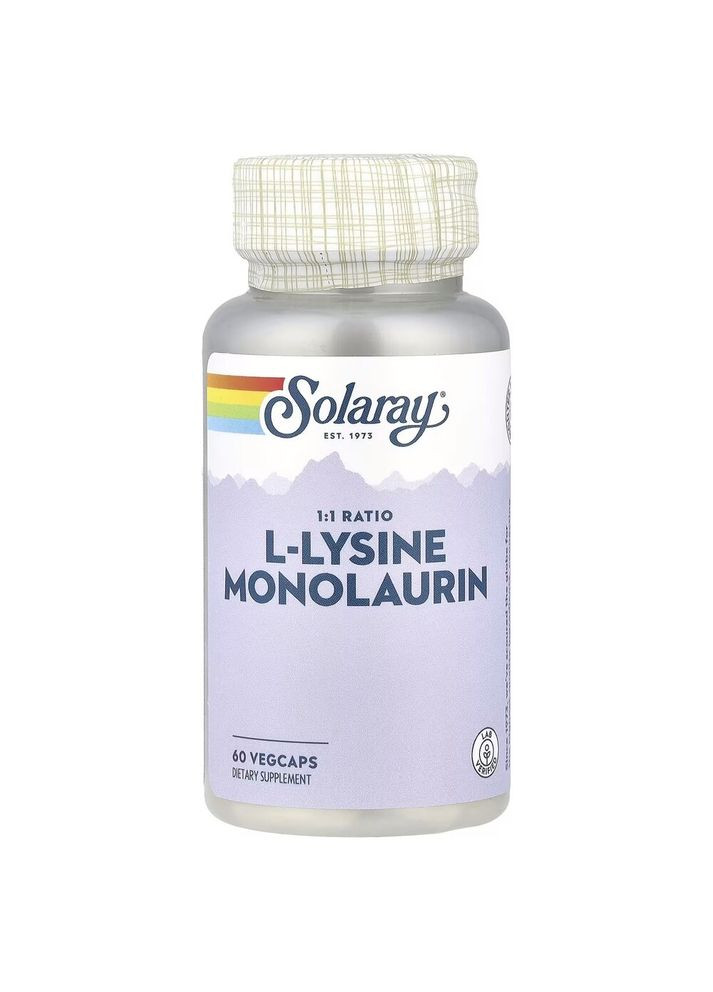 L-лізин та монолаурин L-Lysine Monolaurin, 60 вегакапсул для підтримки імунної системи Solaray (322721263)