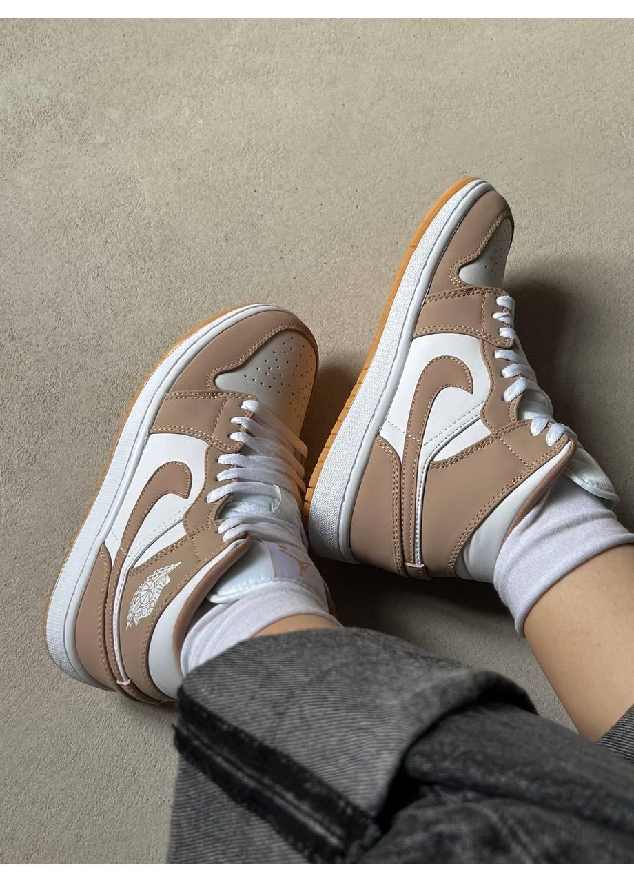 КРОСІВКИ ЖІНОЧІ NIKE AIR JORDAN 1 RETRO BEIGE НАЙК АІР ДЖОРДАН No Brand бежеві демісезони (368868683)