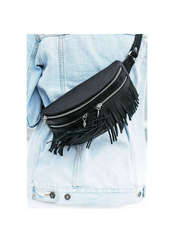 Поясная сумка женская кожаная через плечо Spirit Черный BlankNote (302008790)