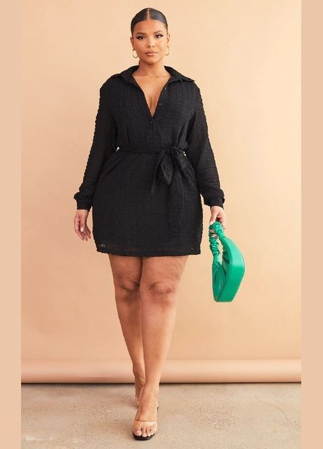 Черное повседневный, кэжуал платье рубашка PrettyLittleThing однотонное