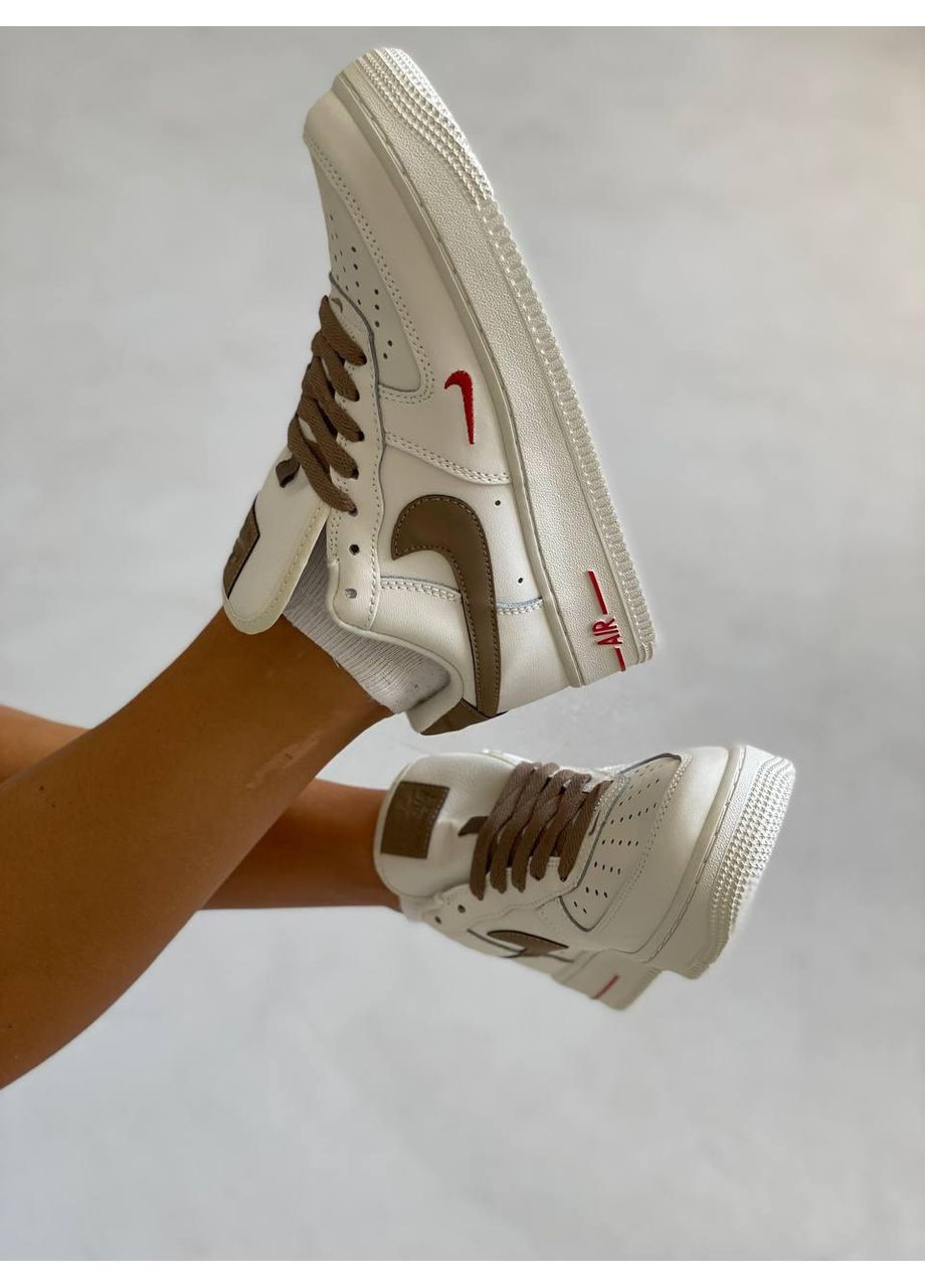КРОССОВКИ ЖЕНСКИЕ NIKE AIR FORCE 1 LOW PREMIUM MOCCO НАЙК АИР ФОРС 1 ПРЕМИУМ No Brand коричневые демисезоны (367178003)