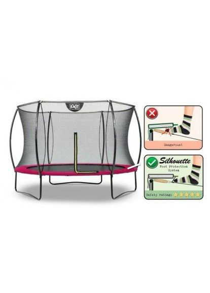 Батут Silhouette 305 см круглий із захисною сіткою Чорний/Рожевий Exit Toys (329444244)