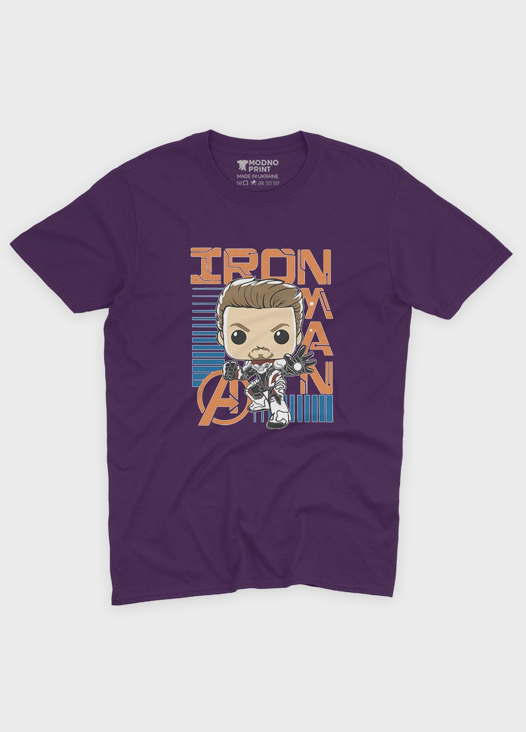 Фиолетовая демисезонная футболка для девочки с принтом супергероя - железный человек (ts001-1-dby-006-016-022-g) Modno