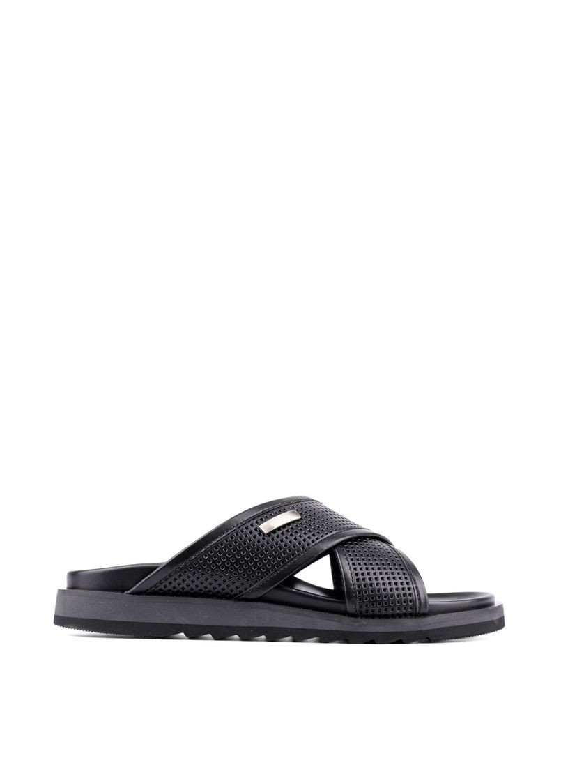 Черные мужские шлепанцы jl3110-1 черный кожа Miguel Miratez