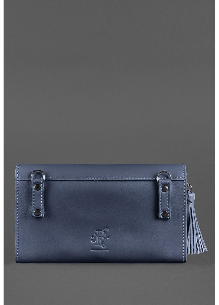 Шкіряна жіноча сумка Еліс темно-синя BlankNote клатч (348359329)