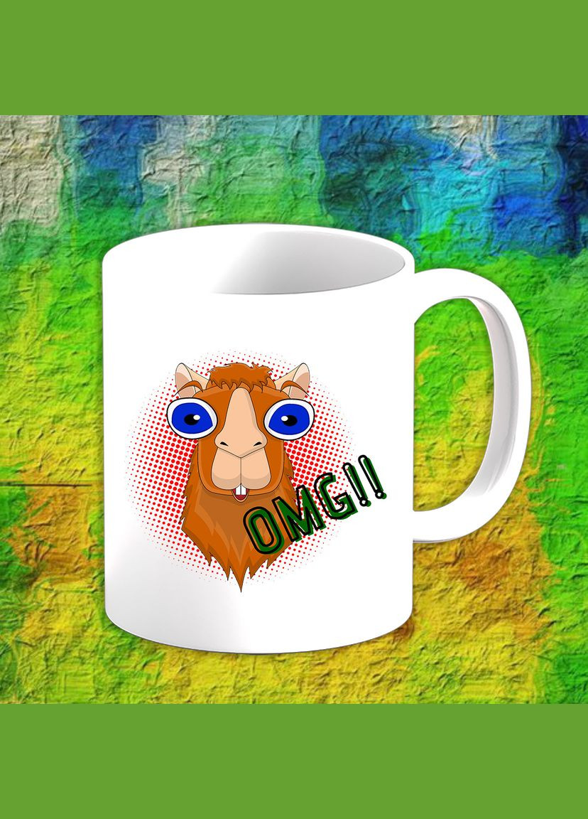 Белая кружка (чашка) с принтом Альпака "OMG!!" Кавун Чашка (316112599)