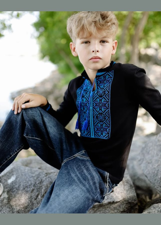 Блакитна вишиванка для хлопчика з довгим рукавом hc (h001-6128-015-22) Be in fashion (335215144)