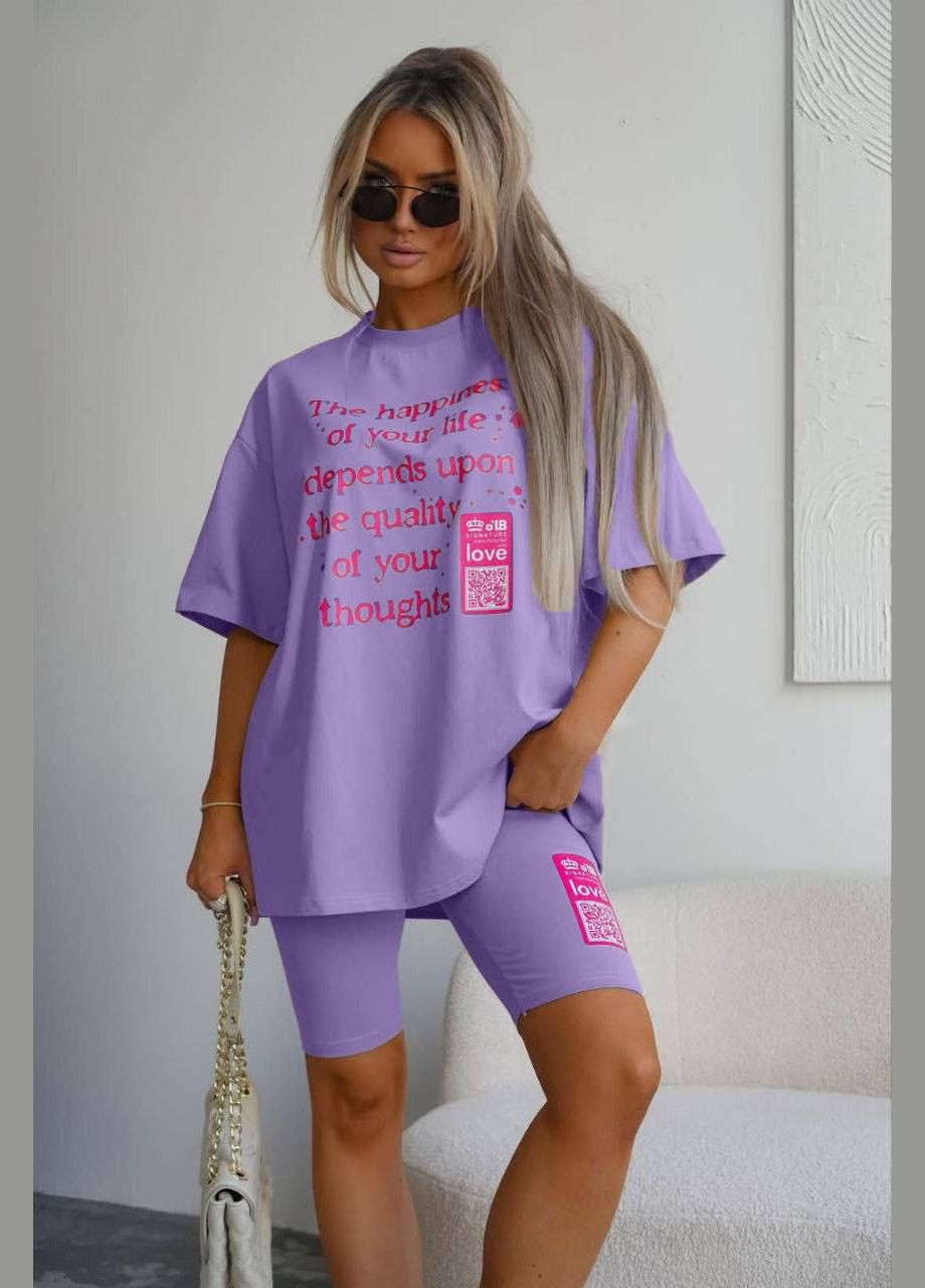 Стильный костюм двойка- футболка оверсайз и велосипедки Україна (337508564)