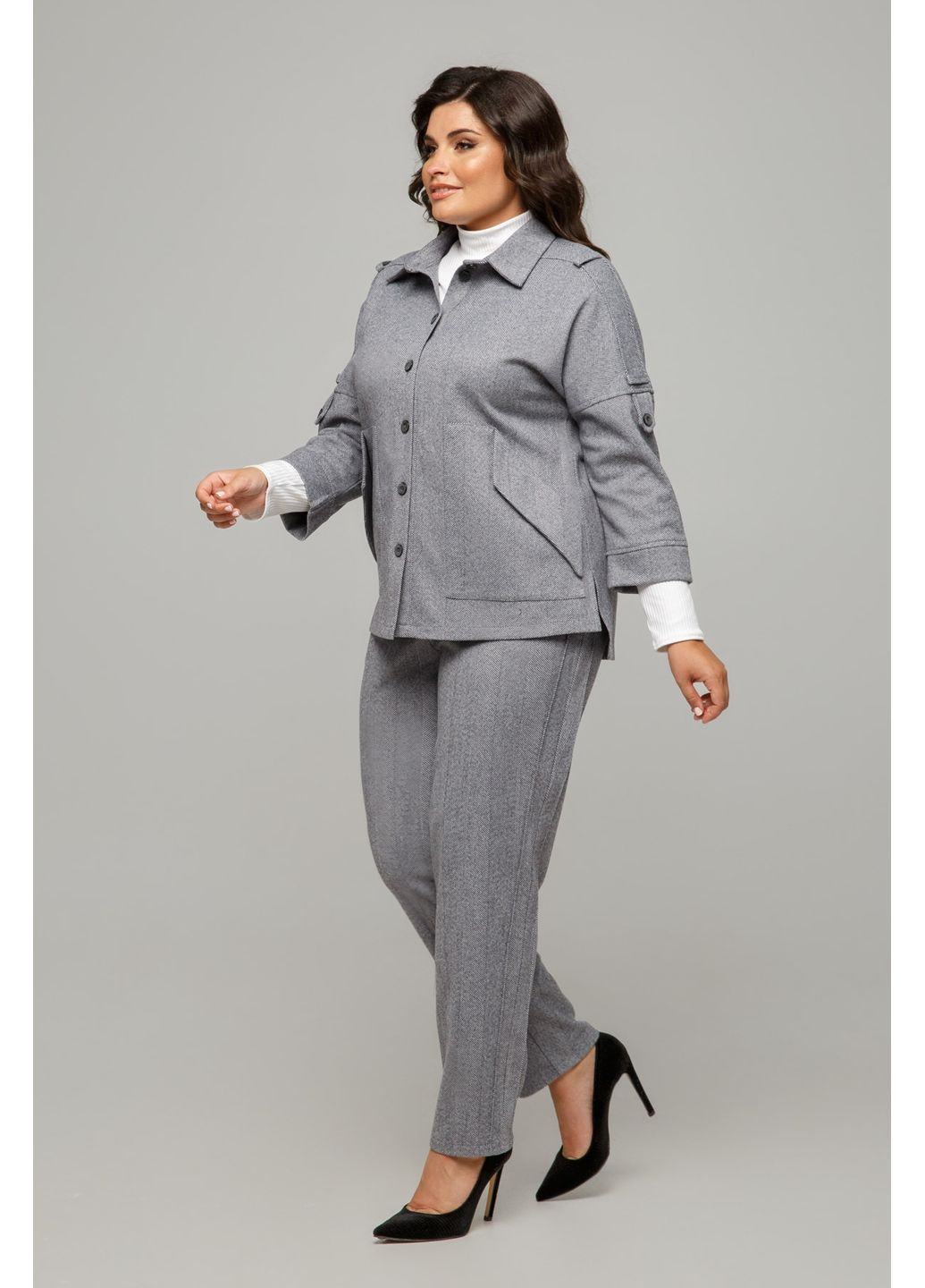 Серый женский женский кашемировый жакет прямого силуэта all posa (ap101675p) A'll Posa - демисезонный