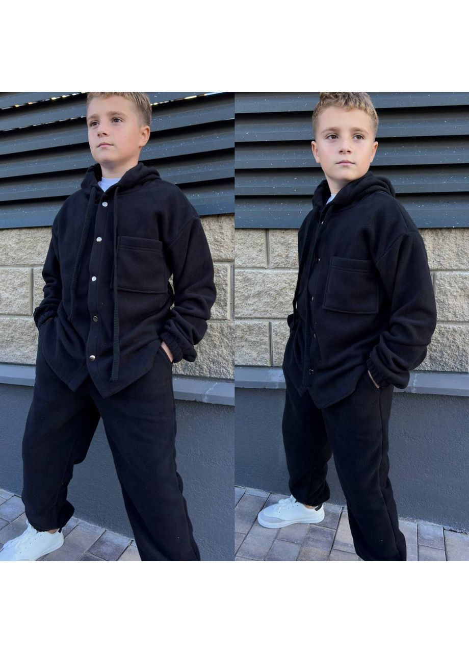 Чорний костюм двосторонній фліс хлопчик No Brand