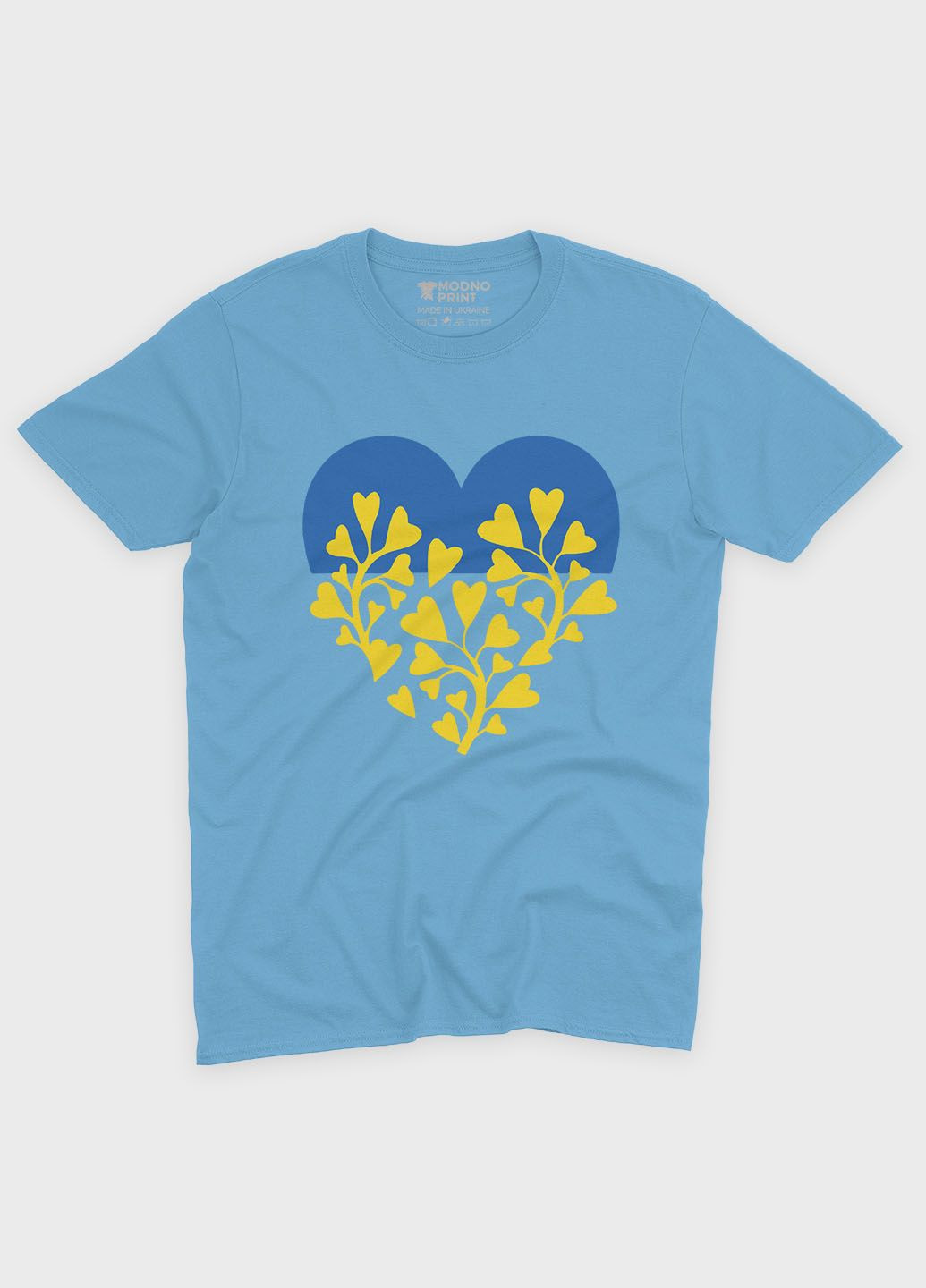 Голубая мужская футболка с патриотическим принтом сердце (ts001-4-lbl-005-1-094) Modno