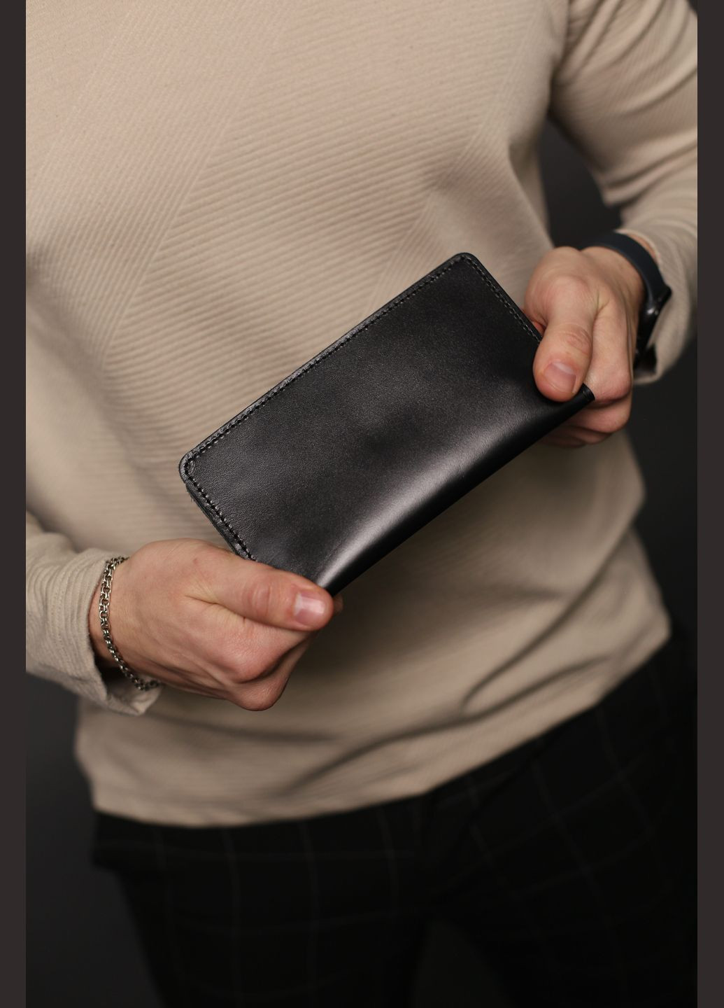 Мужское портмоне из натуральной гладкой кожи (черное) SKILL Портмоне (296478626)