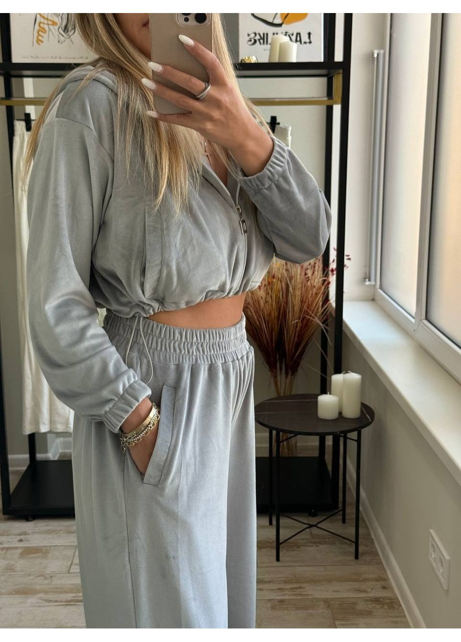 Спортивний костюм (толстовка, штани, топ), колір Сірий Fashion (361668190)