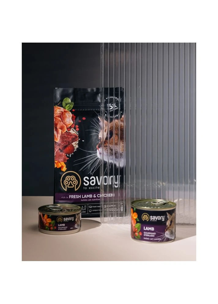 Корм сухий Adult Cat Steril Fresh Lamb and Chicken для стерилізованих котів з ягнятиною та куркою 400 г Savory (380385246)