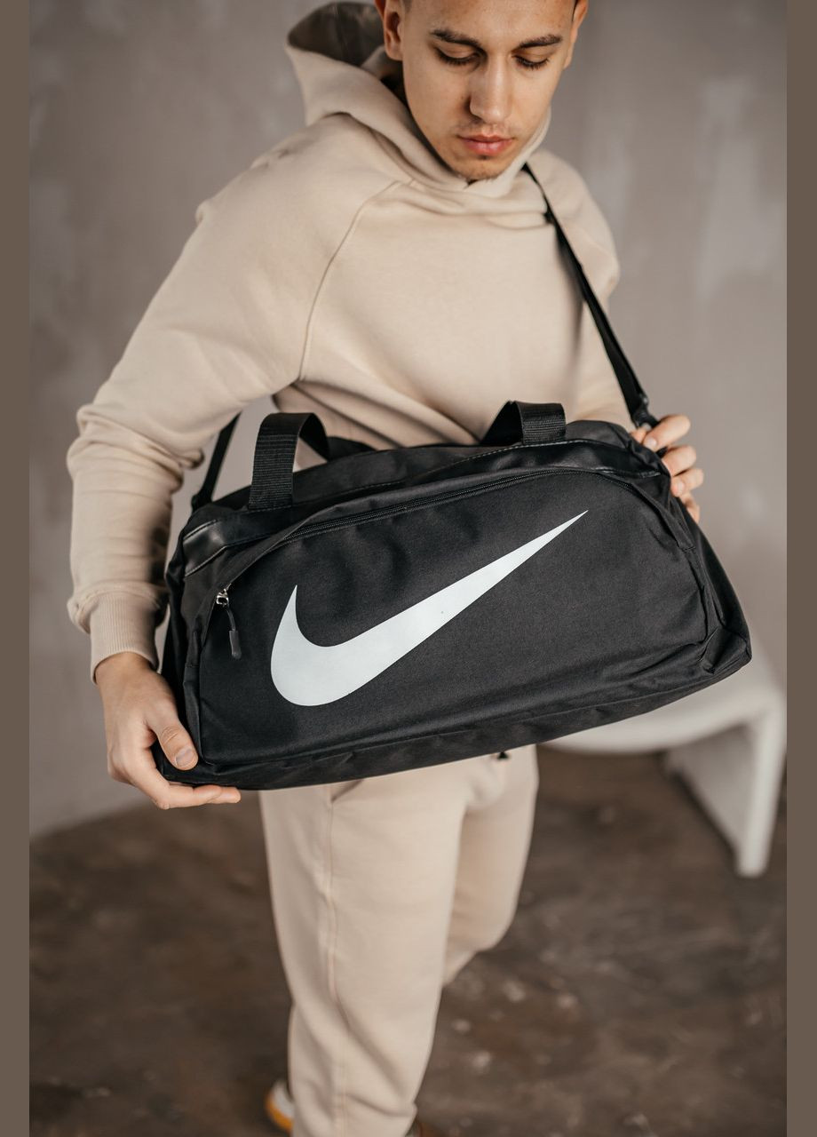 Дорожня сумка Смуга Білий Найк чоловіча для подорожей чорна 50*26*20 см, спортивна сумка чоловіча No Brand (354722034)