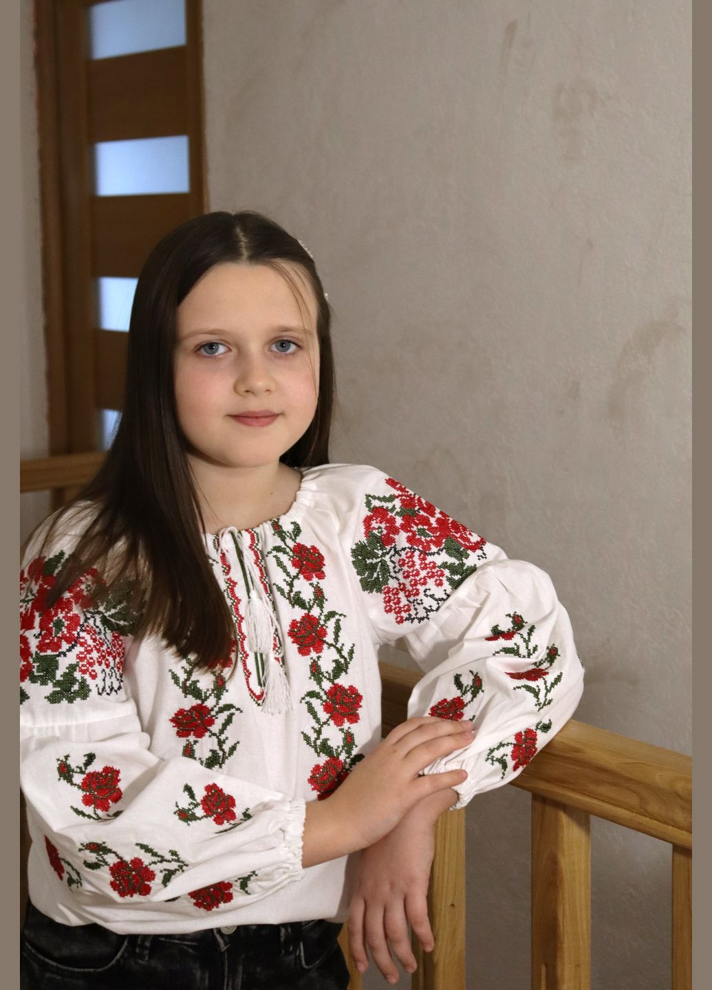 Біла вишиванка для дівчинки Piccolo візерунок квітковий бавовна (282925812)