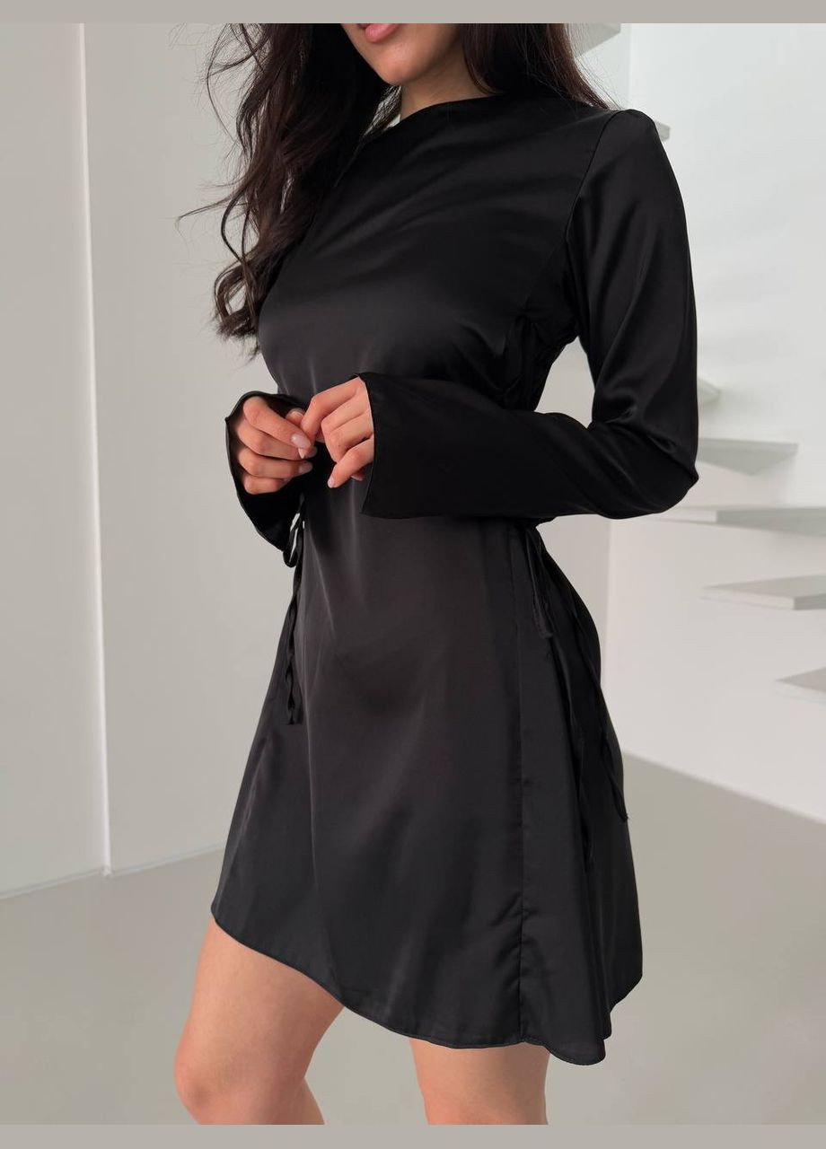 Чорна святковий, вечірня жіноча шовкова сукня No Brand однотонна