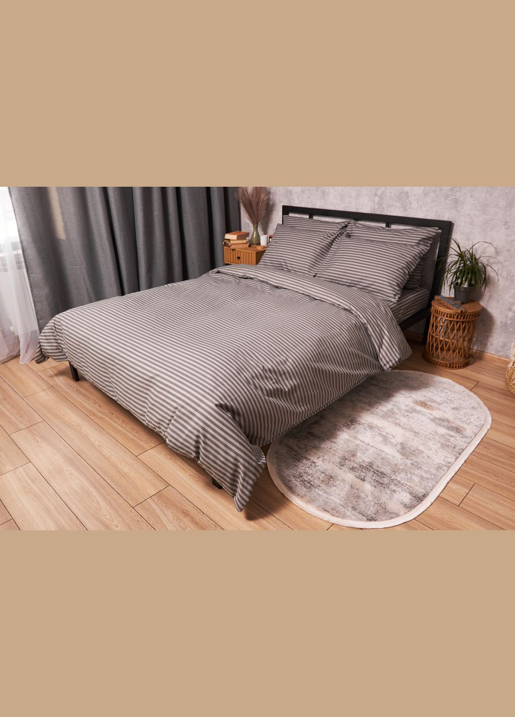 Комплект постільної білизни Бязь Gold Люкс полуторний 143х210 наволочки 2х50х70 (MS-820003446) Moon&Star Ice Grey (288044121)