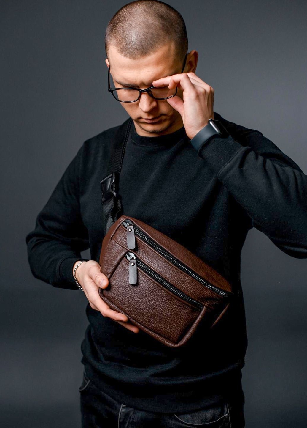 Бананка з натуральної зернистої шкіри Vishnya (317734921)