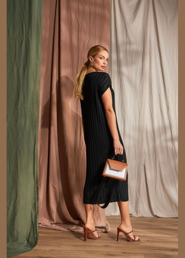 Чорна повсякденний подовжена сукня вільного крою з бавовною та віскозою (2500) Triko Bakh