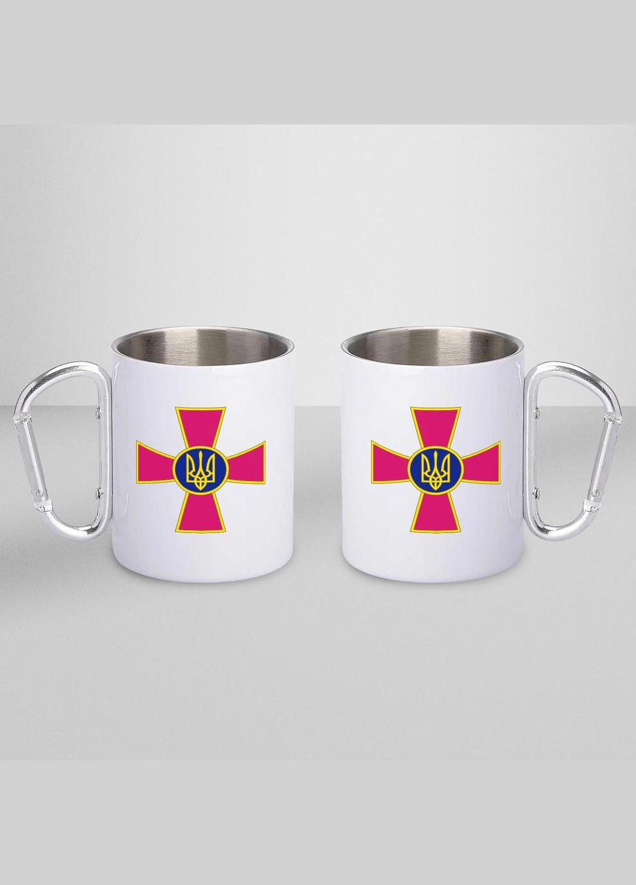 Кружка металлическая с карабином "ВСУ" 300 мл Белая No Brand (324262949)