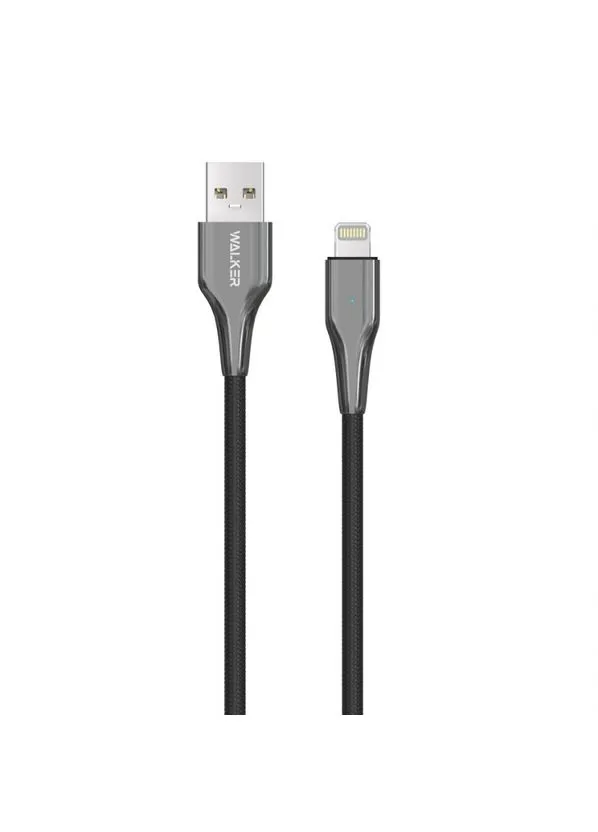 Кабель USB тканевый 1м Lightning черный 3,1А Quick Charge Walker (387882491)