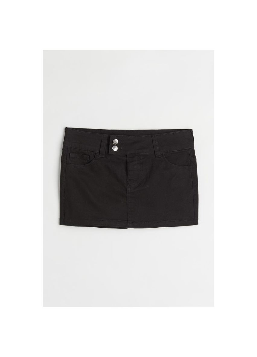 Коротка чорна спідниця з твілу - 36 H&M (341302420)