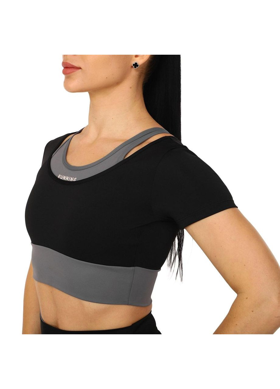 Комплект спортивний жіночий спідниця та топ JYMD035-JYMQ005 розмір чорний SP-Sport (342109432)