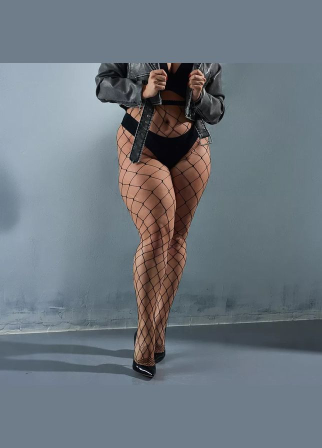 Жіночі колготи сіточка капронки ромби висока посадка безрозмірні чорні 82019 XS-XXXXL No Brand (341828303)