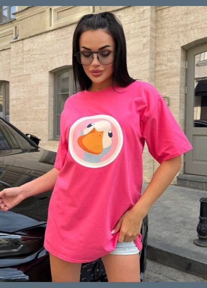 Женская футболка оверсайз, розовая, удлиненная (арт. 766EB) No Brand - (350886199)